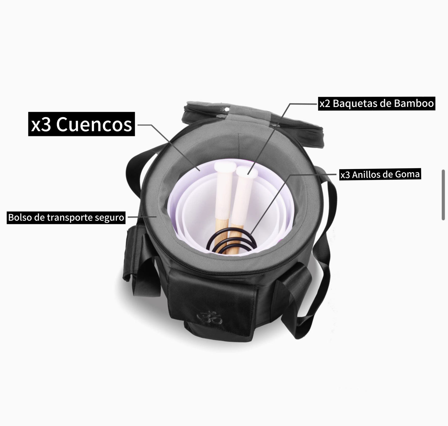 Cuencos Cuarzo Blanco - Set 3 Piezas - 432hz - 99.99% Cuarzo