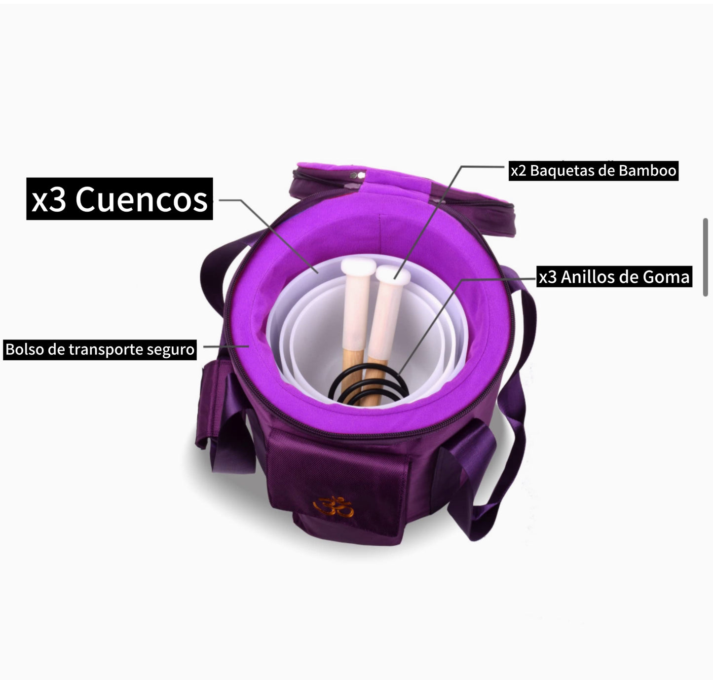 Cuencos Cuarzo Blanco - Set 3 Piezas - 432hz - 99.99% Cuarzo