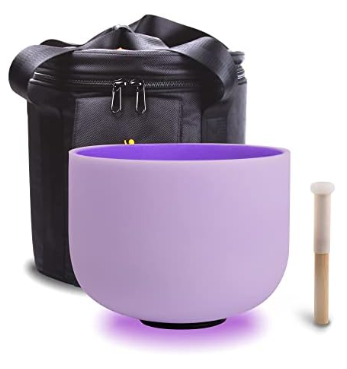 Cuenco de Cuarzo Cristal - Textura Frosted 10" Violeta Chakra Corona